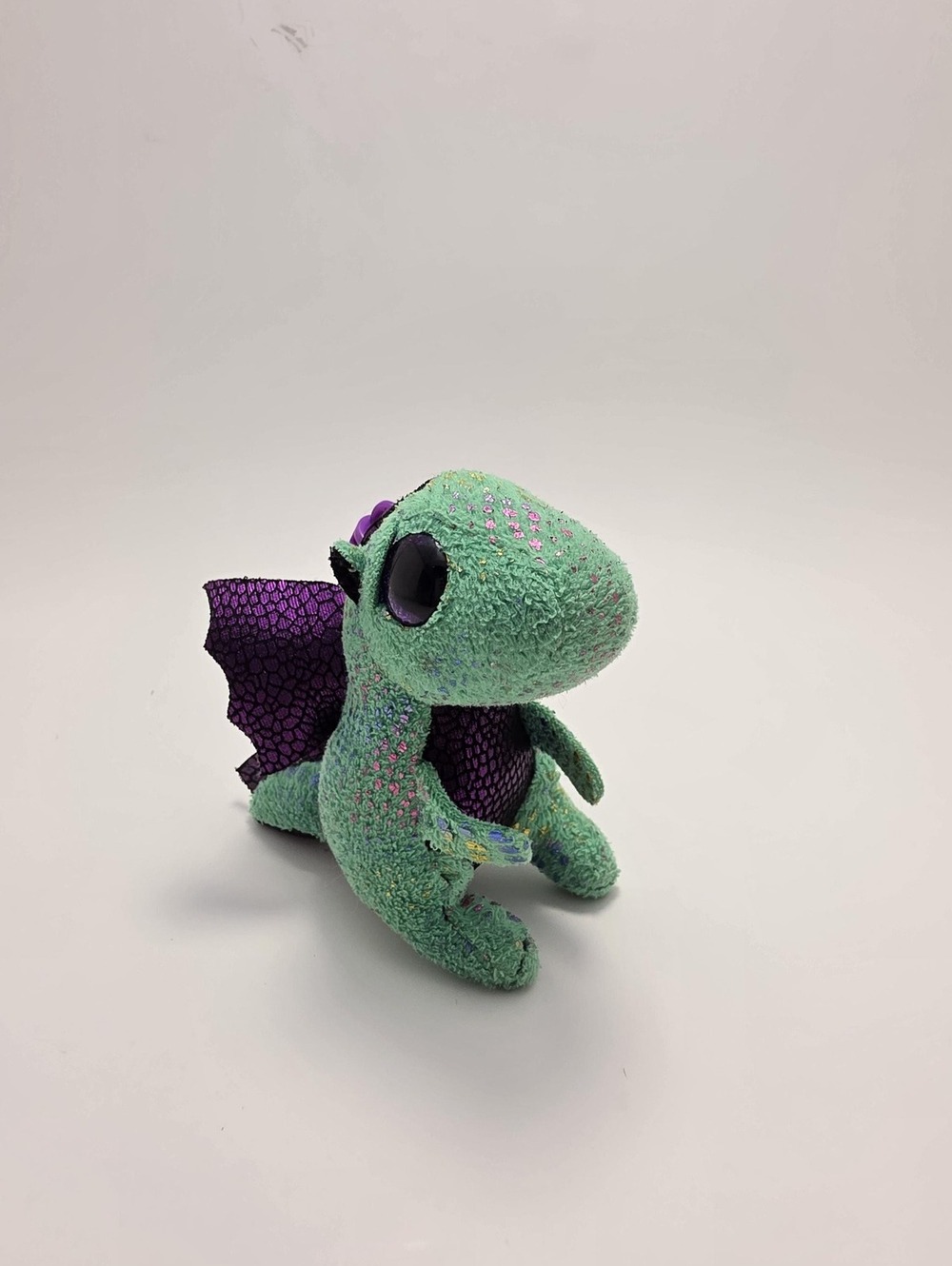 TY Beanie Boo Key Clip “Cinder” the Green and Purple Dragon *Small* (4 inch)